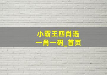 小霸王四肖选一肖一码_首页