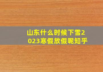 山东什么时候下雪2023寒假放假呢知乎