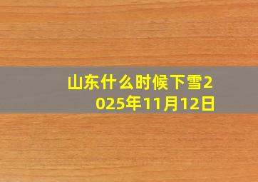 山东什么时候下雪2025年11月12日