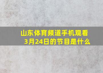 山东体育频道手机观看3月24日的节目是什么