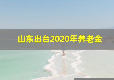 山东出台2020年养老金