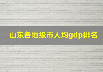 山东各地级市人均gdp排名