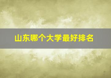 山东哪个大学最好排名