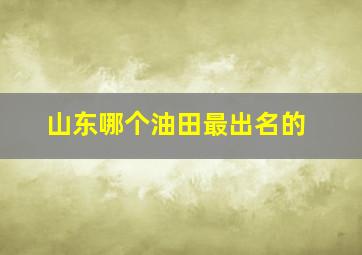 山东哪个油田最出名的