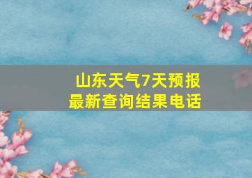 山东天气7天预报最新查询结果电话