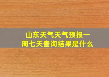 山东天气天气预报一周七天查询结果是什么