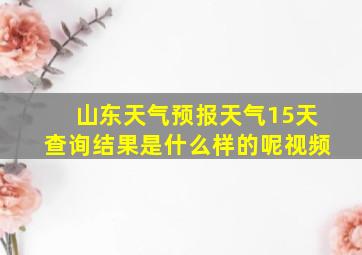 山东天气预报天气15天查询结果是什么样的呢视频