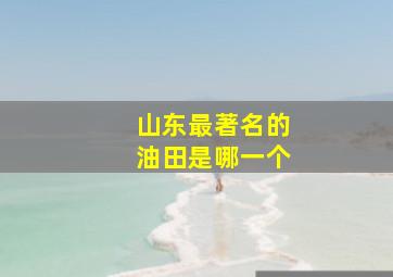 山东最著名的油田是哪一个