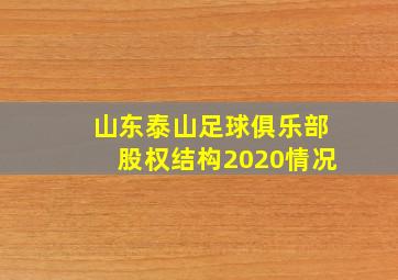 山东泰山足球俱乐部股权结构2020情况