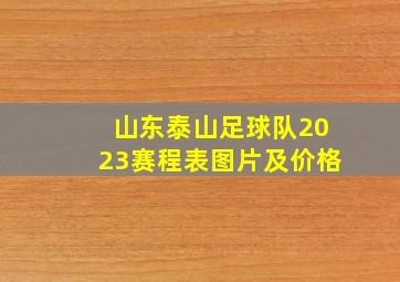 山东泰山足球队2023赛程表图片及价格