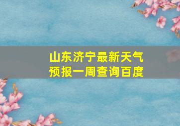 山东济宁最新天气预报一周查询百度