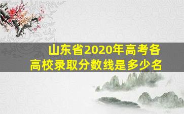 山东省2020年高考各高校录取分数线是多少名