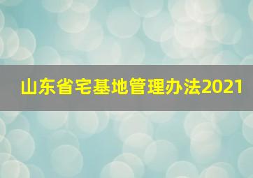 山东省宅基地管理办法2021