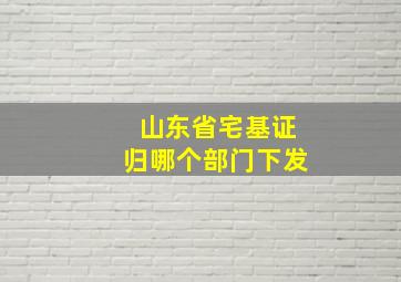 山东省宅基证归哪个部门下发