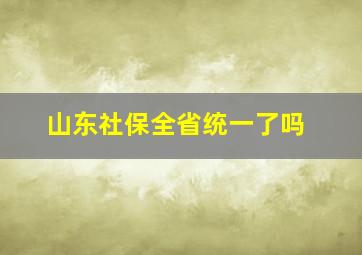 山东社保全省统一了吗