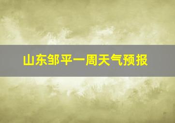 山东邹平一周天气预报