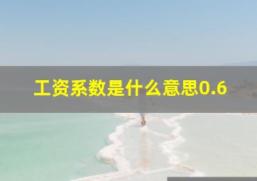 工资系数是什么意思0.6