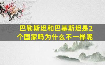 巴勒斯坦和巴基斯坦是2个国家吗为什么不一样呢