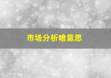 市场分析啥意思