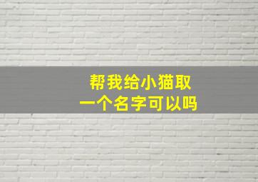 帮我给小猫取一个名字可以吗