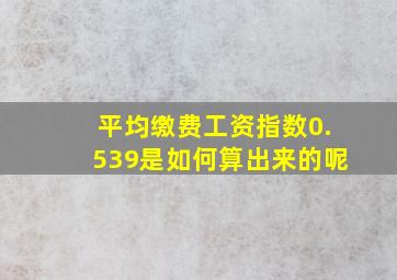 平均缴费工资指数0.539是如何算出来的呢