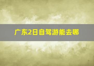 广东2日自驾游能去哪