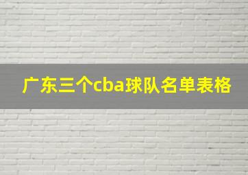 广东三个cba球队名单表格