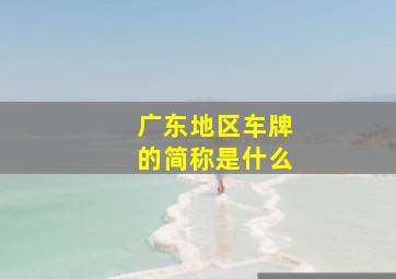 广东地区车牌的简称是什么