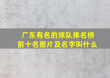 广东有名的球队排名榜前十名图片及名字叫什么