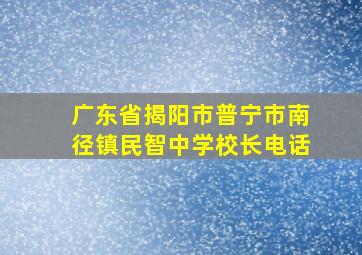 广东省揭阳市普宁市南径镇民智中学校长电话