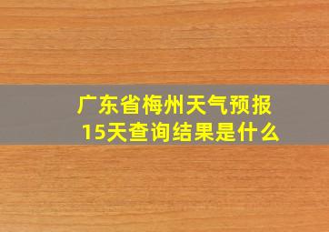 广东省梅州天气预报15天查询结果是什么