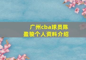 广州cba球员陈盈骏个人资料介绍