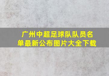 广州中超足球队队员名单最新公布图片大全下载