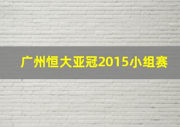 广州恒大亚冠2015小组赛