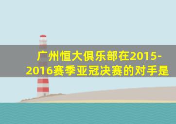 广州恒大俱乐部在2015-2016赛季亚冠决赛的对手是