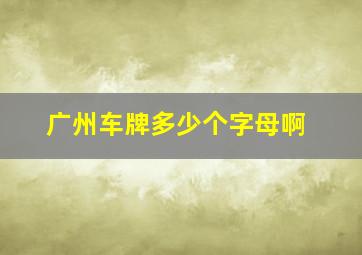 广州车牌多少个字母啊