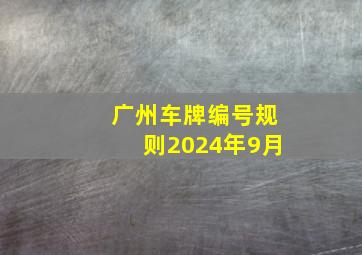 广州车牌编号规则2024年9月