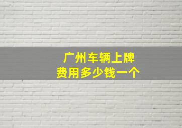 广州车辆上牌费用多少钱一个