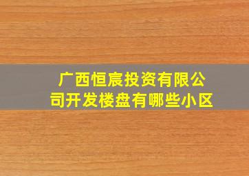 广西恒宸投资有限公司开发楼盘有哪些小区