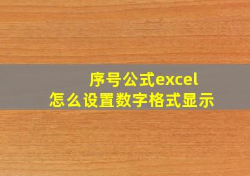 序号公式excel怎么设置数字格式显示