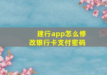 建行app怎么修改银行卡支付密码