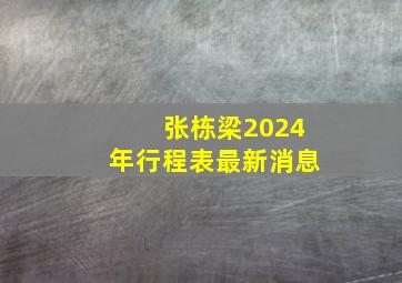 张栋梁2024年行程表最新消息