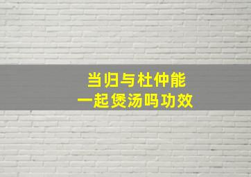 当归与杜仲能一起煲汤吗功效