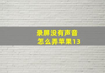 录屏没有声音怎么弄苹果13