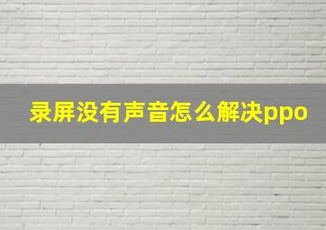 录屏没有声音怎么解决ppo