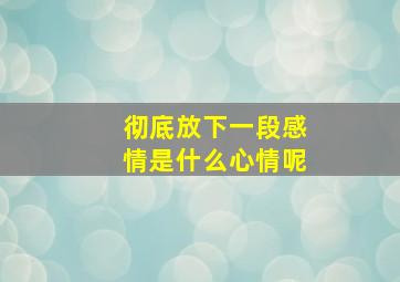 彻底放下一段感情是什么心情呢