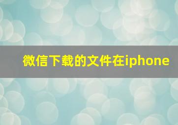 微信下载的文件在iphone