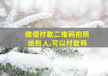 微信付款二维码拍照给别人,可以付款吗