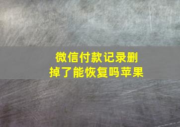 微信付款记录删掉了能恢复吗苹果