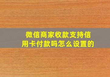 微信商家收款支持信用卡付款吗怎么设置的